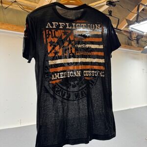 Affliction T-Shirt Men's M American Customs Skull Graphic Grunge Lightweight